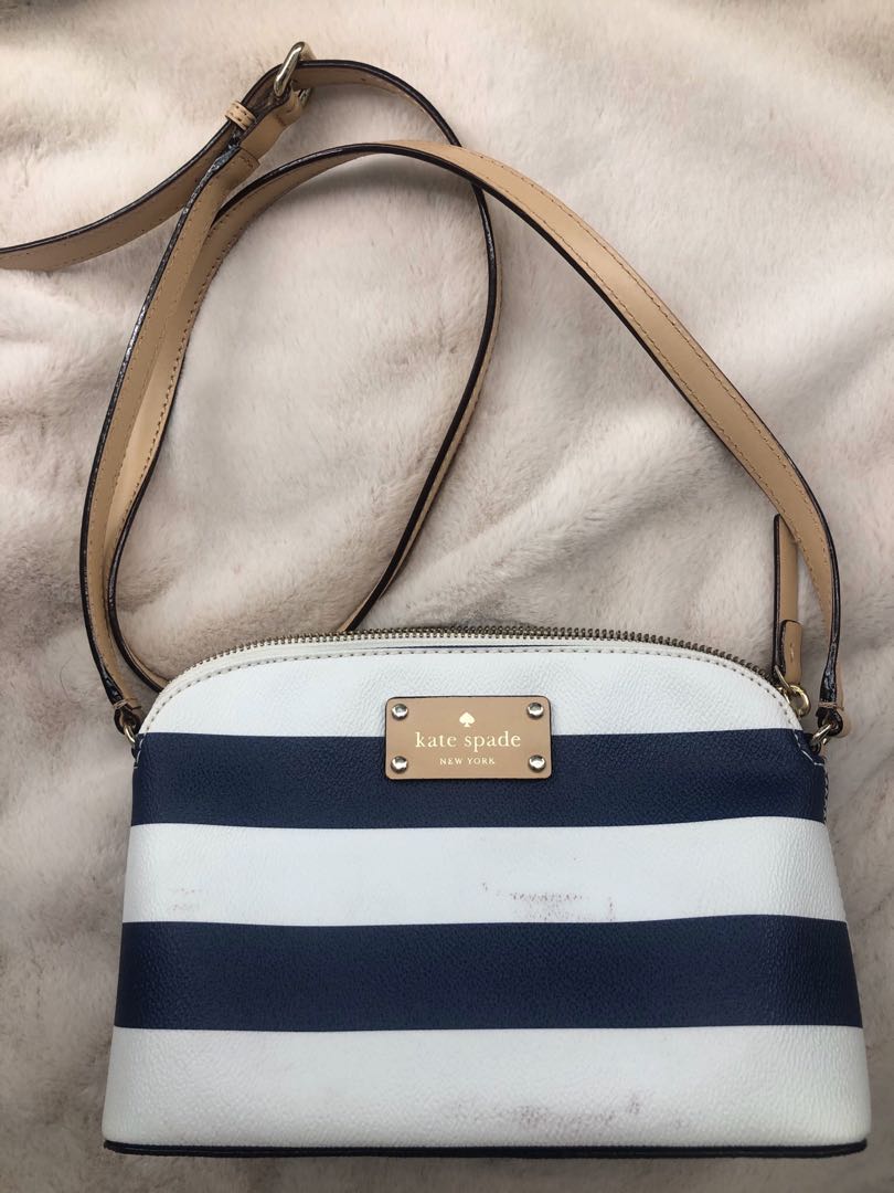 blue and white kate spade bag