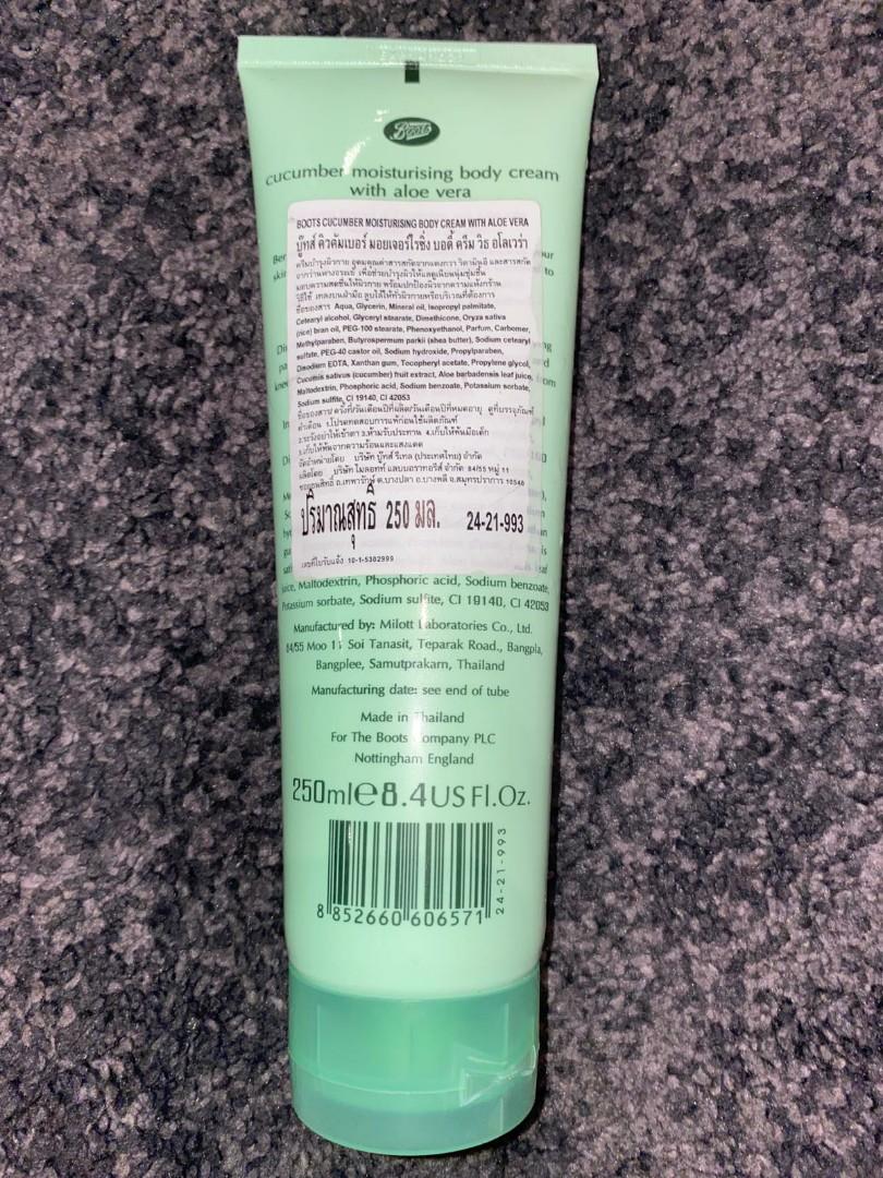 Boots Cucumber Moisturising Body Cream With Aloe Vera 250 ml, Beauty