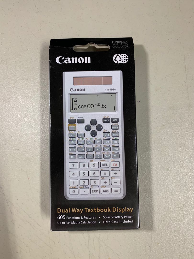 CANON 605 Function Scientific Solar Calculator F-789SGA Textbook Display New 