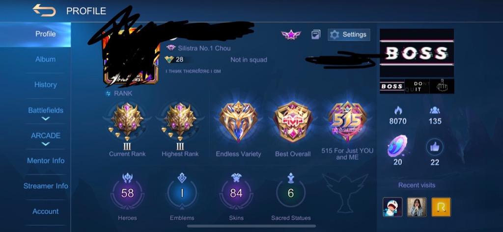 Cheap Kof Chou Mobile Legends Account Toys Games Video Gaming Video Games On Carousell