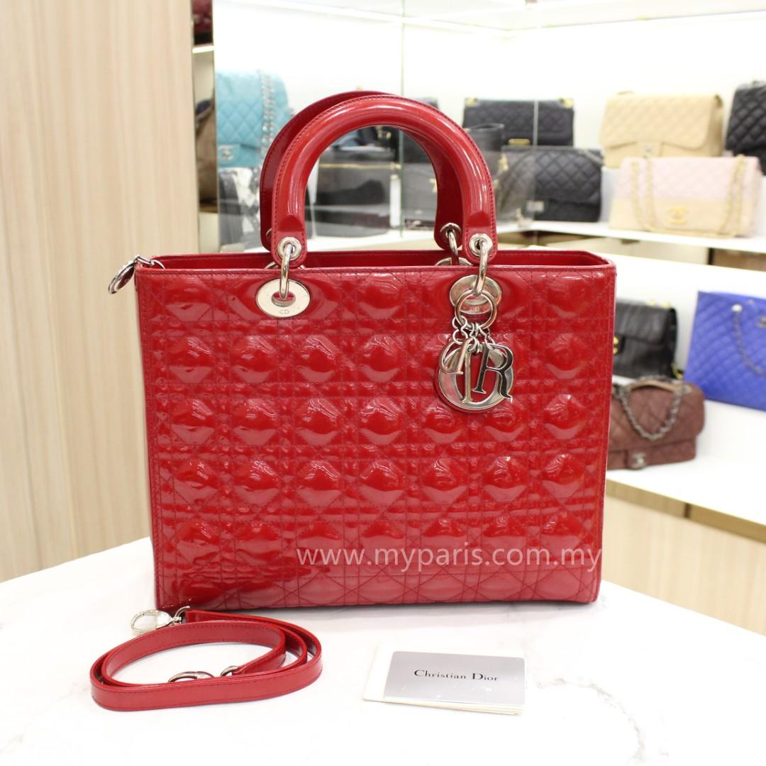 lady dior red patent