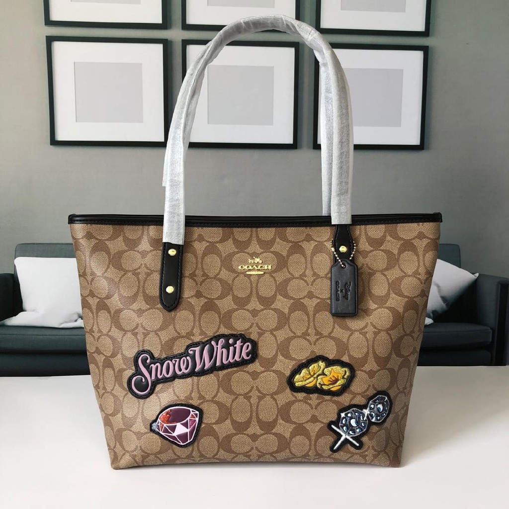 snow white coach tote