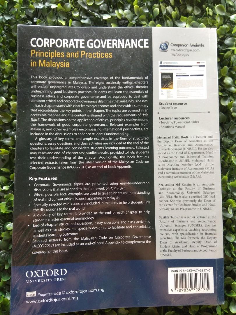 Corporate Governance Principles Practices In Malaysia Textbooks On Carousell