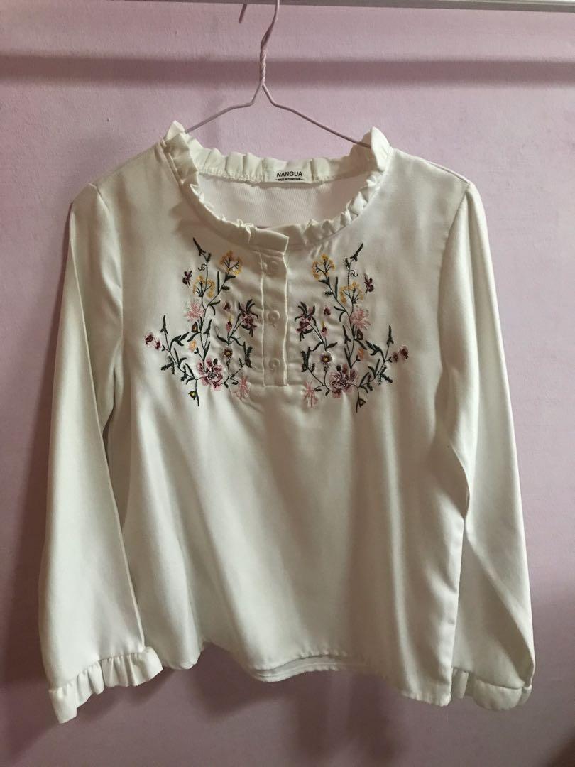 Cute embroidered tops sales