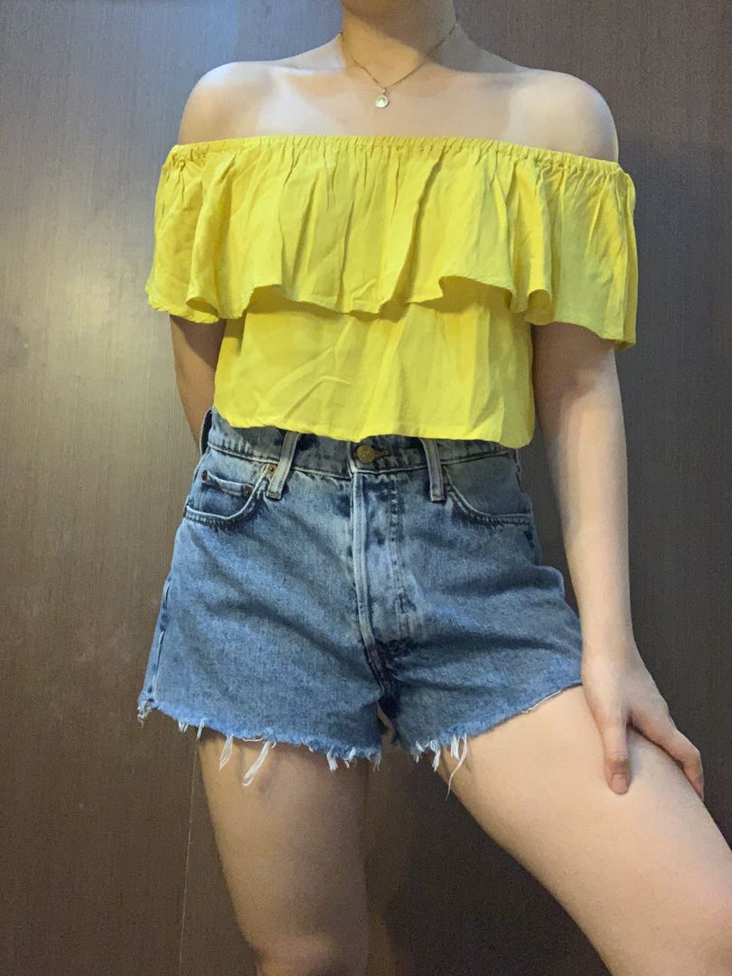 forever 21 yellow off shoulder top