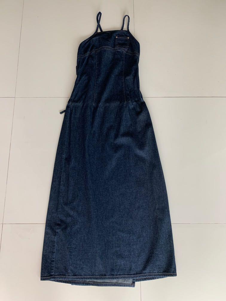Guess Denim Long Dress Women s Fashion Muslimah Fashion Dresses on Carousell