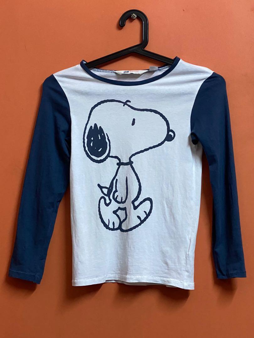 H M Snoopy Long Sleeve Shirt Kids Babies Kids Boys Apparel 4 To 7 Years On Carousell