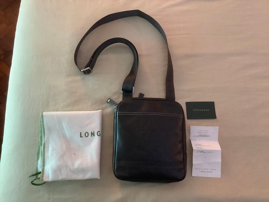 LIKE NEW Longchamp Cavalier Men Leather Crossbody Messenger Sling Bag