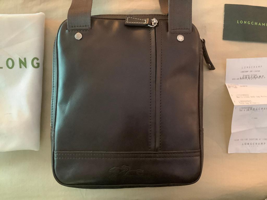 LIKE NEW Longchamp Cavalier Men Leather Crossbody Messenger Sling Bag