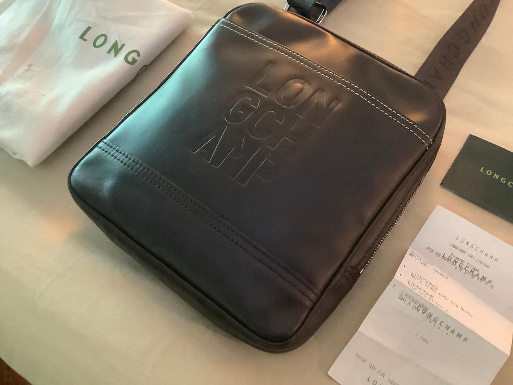 LIKE NEW Longchamp Cavalier Men Leather Crossbody Messenger Sling Bag