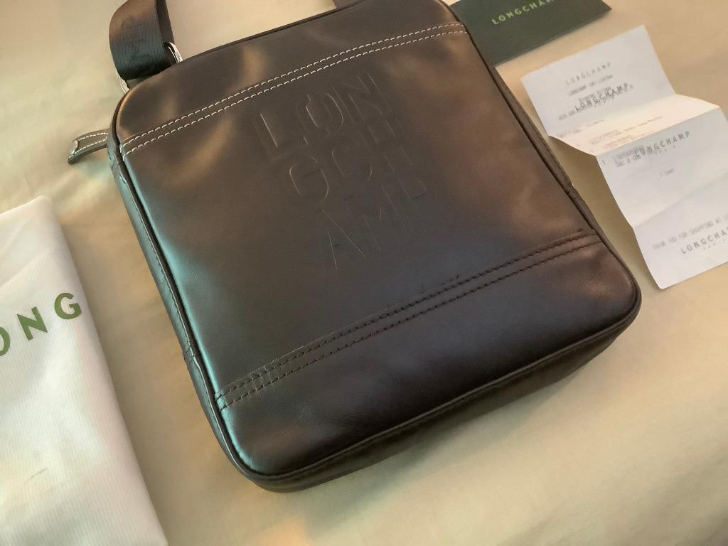 LIKE NEW Longchamp Cavalier Men Leather Crossbody Messenger Sling Bag