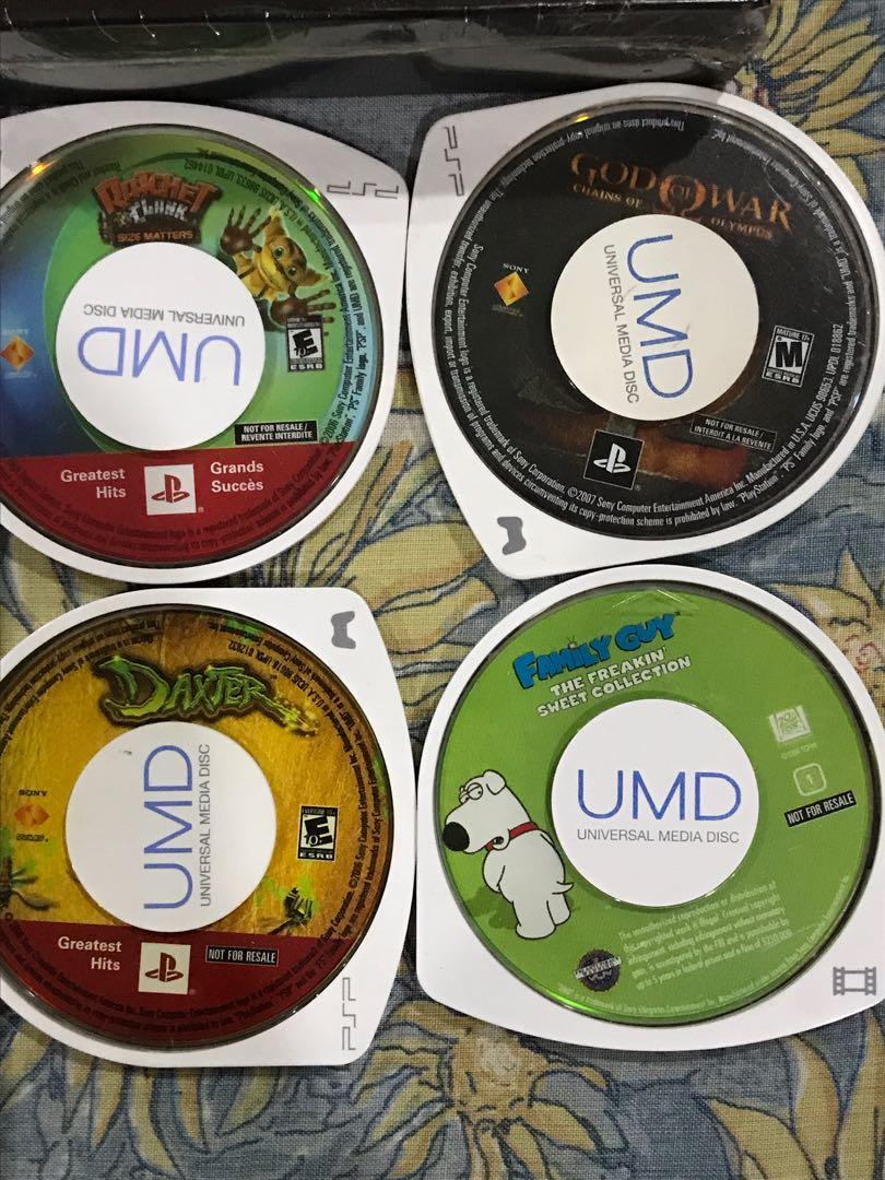 Like new PSP UMD Games (Category: PlayStation) located in Mandaluyong City. Submitted by emes9 (Listing ID 1011478614, Image 2). Description: Selling my pre-loved Psp games. All orig and in good working condition. Great games! Tekken Dark Ressurection + Lumines 2 - P1,000 only 4pcs UMD Cartridge, set only- P1,200 - God of War - Ratchet and Clank - Daxter - Family Guy Movie Marvel Alliance + Monster Hunter Freedom - SOLD Untold Legends Brotherhood