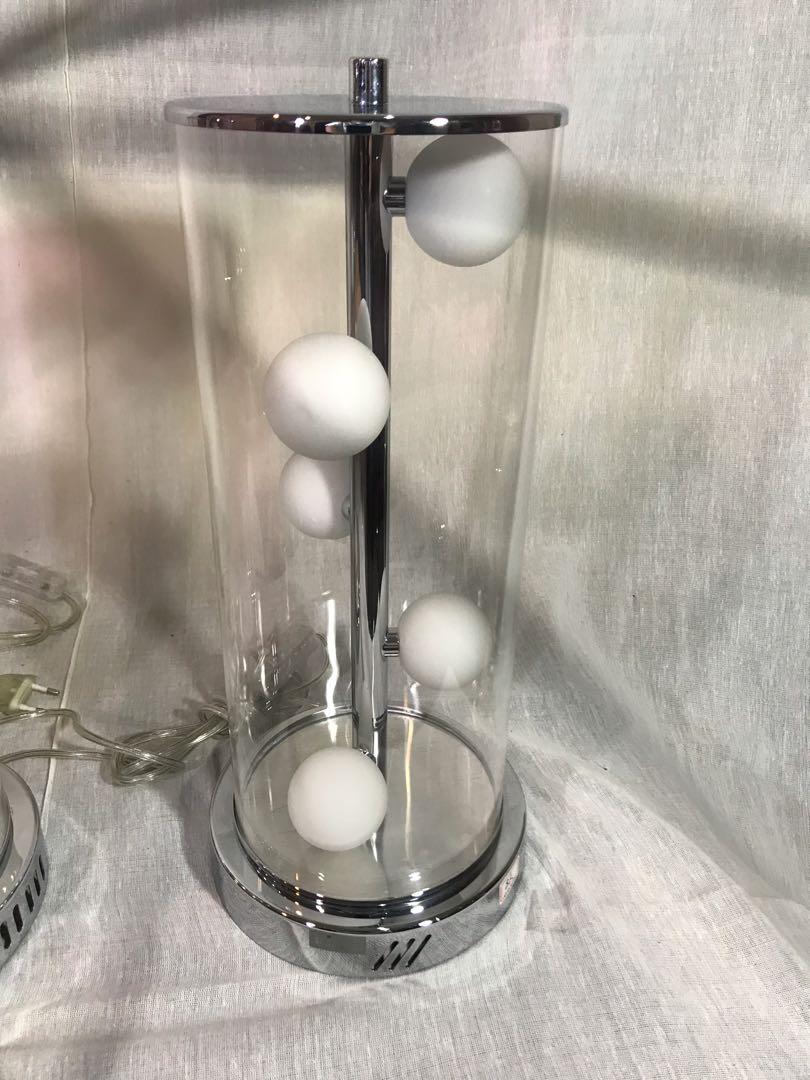 Modern Table Lamp Chrome Glass And Ball Lights Made In Italy Home Furniture Furniture Fixtures Lighting And Electricals On Carousell