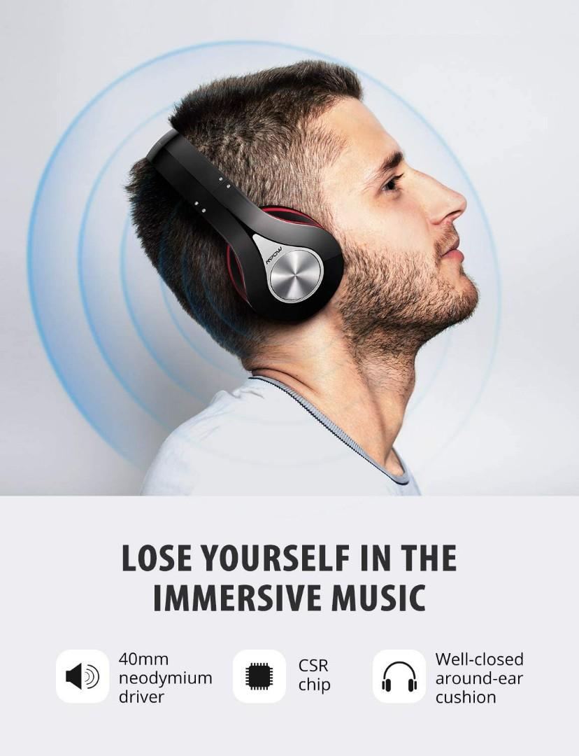 Mpow 059 Bluetooth Headphones Over Ear Hi Fi Stereo Wireless Headset Foldable Soft Memory Protein Earmuffs w Built in Mic Wired Mode for Online Class Home Office PC Cell Phones TV Audio Headphones Hea...