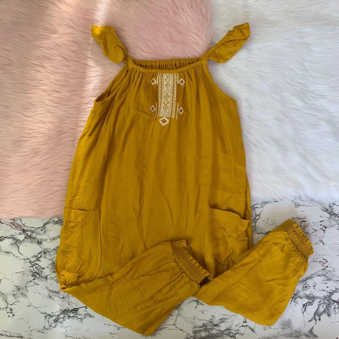 girls mustard jumpsuit