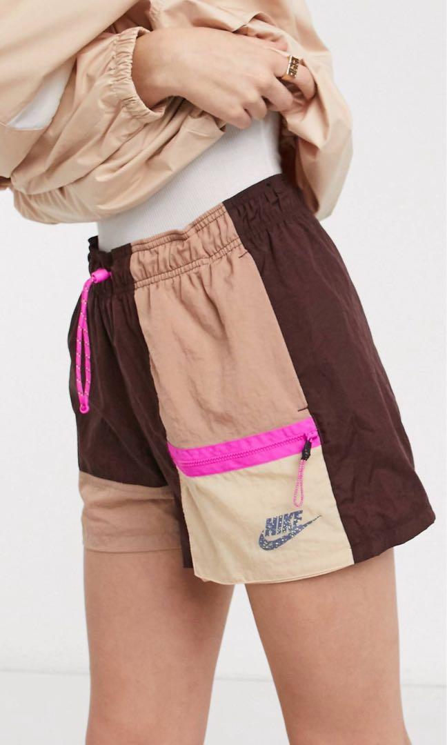 Nike colourblock woven shorts in sale pink