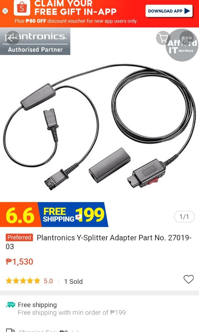 Plantronics Y-Splitter Adapter, Audio 