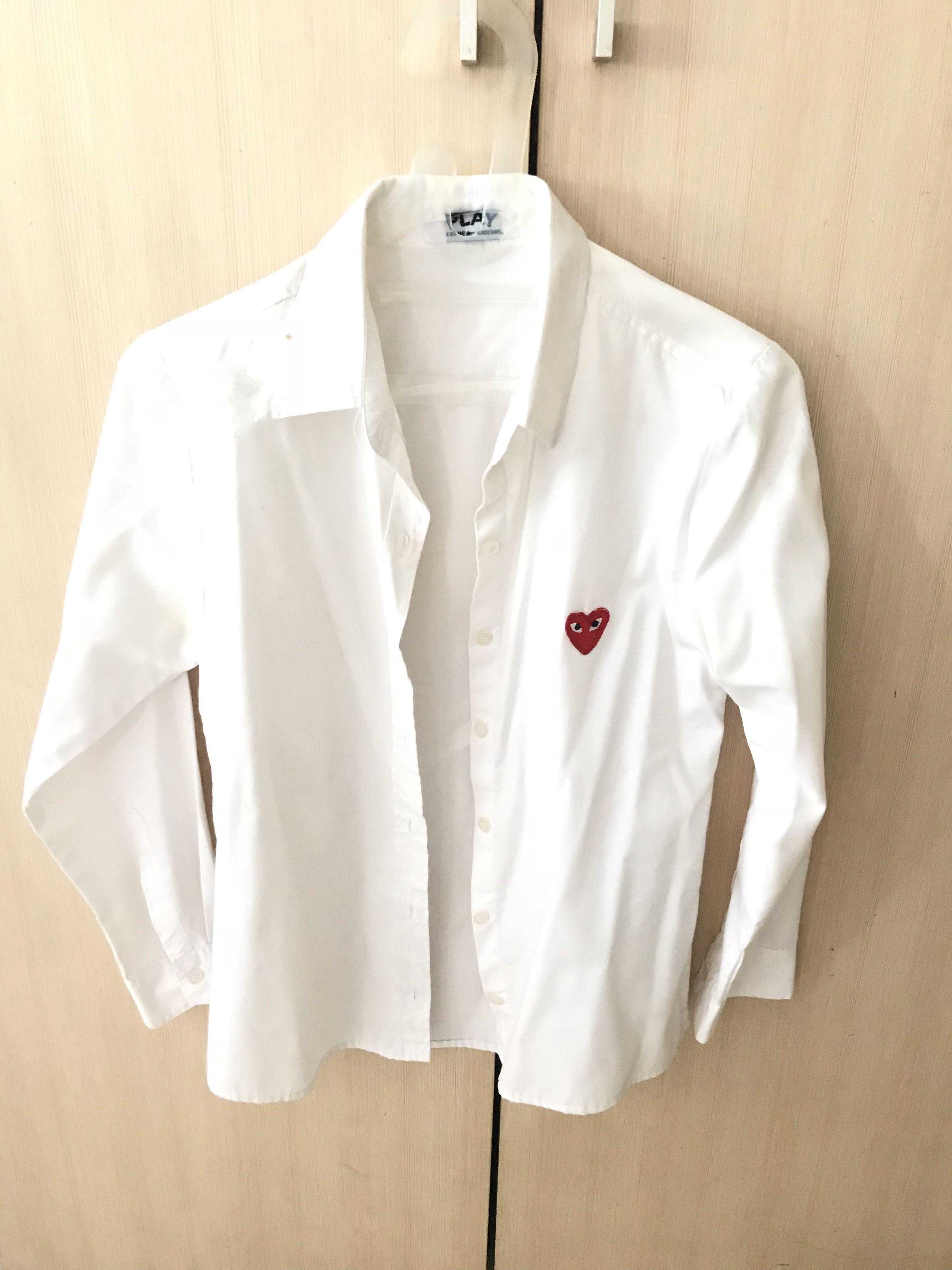 play cdg shirt comme des garcons kemeja putih blus Fesyen Wanita