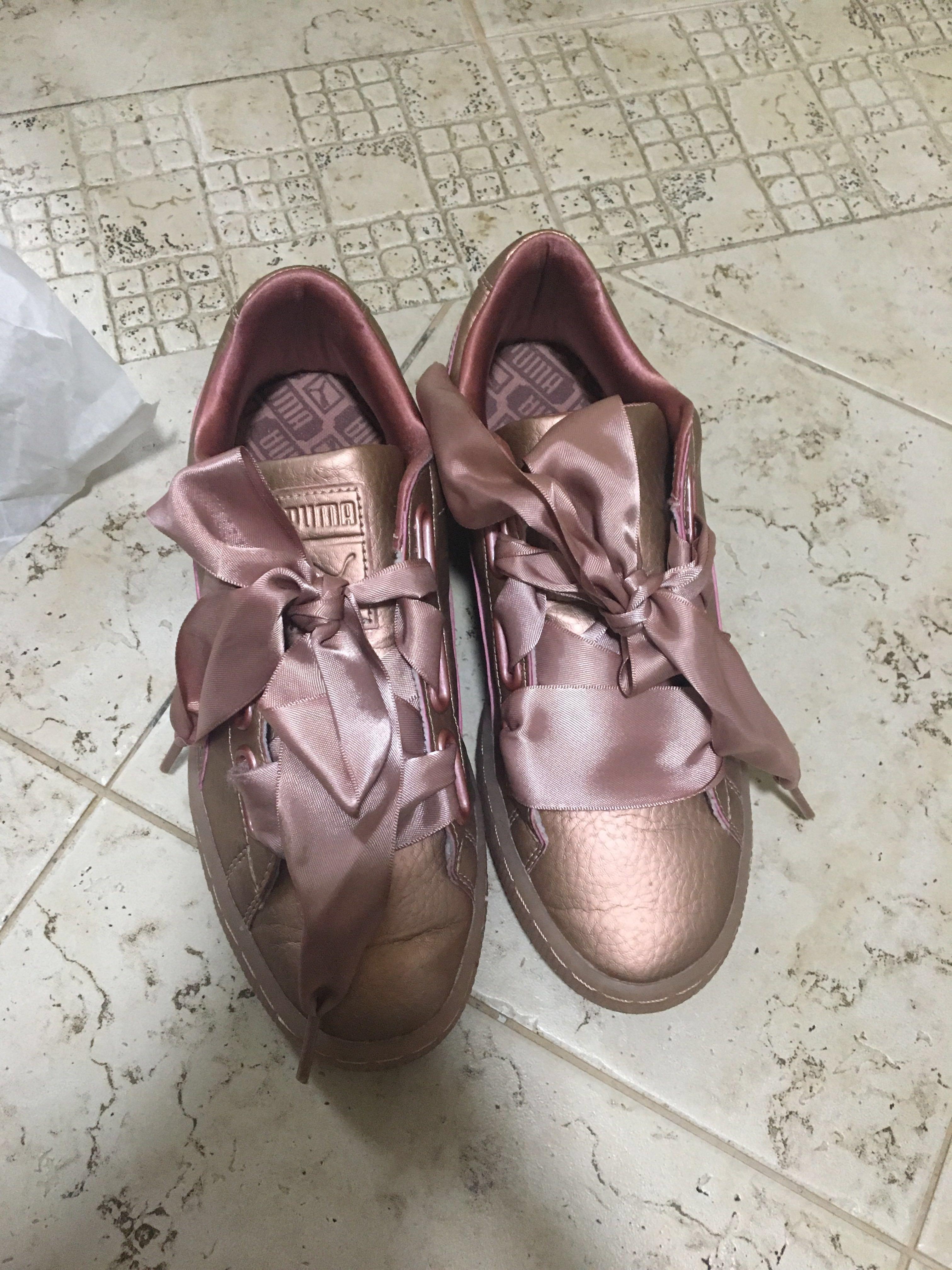 puma pink and gold shoes