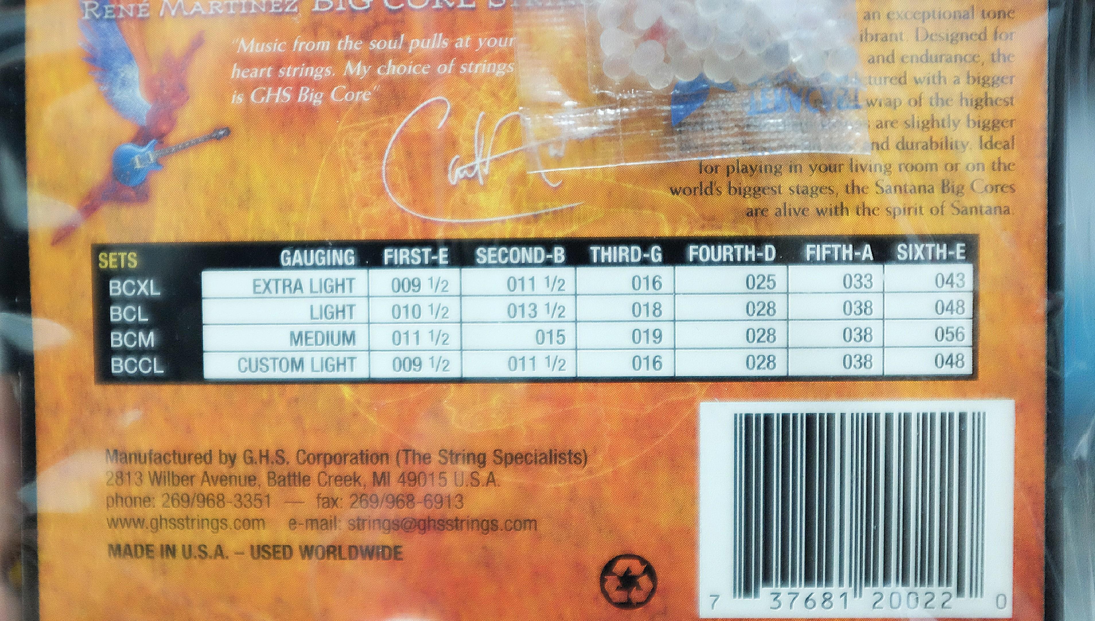 GHS guitar strings Carlos Santana signature series