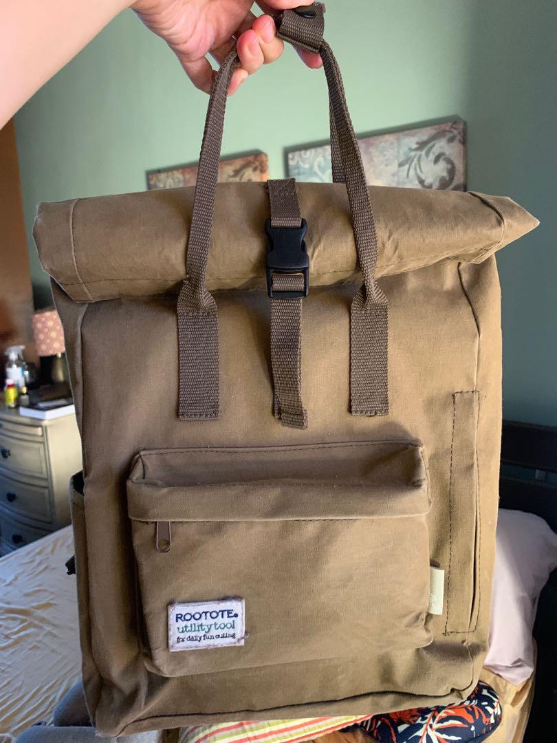 Rootote Olive Backpack (Category: Backpacks) located in Las Pinas. Submitted by jilka (Listing ID 1011520433, Image 1). Description: One of the best backpacks I’ve ever owned! Nice quality Colour is also nice Can fit a 13” laptop Selling it because I bought a bigger backpack.