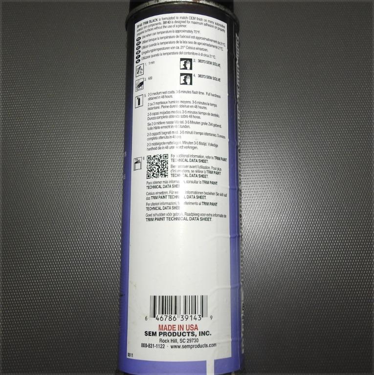 SEM Trim Black 39143 Spray Paint, Design & Craft, Craft Supplies