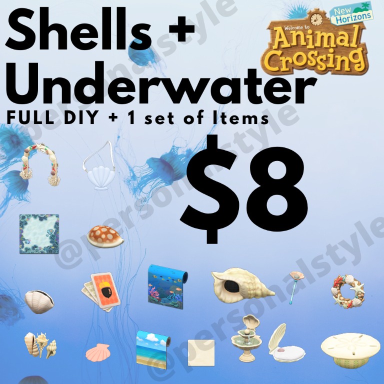 Shell Animal Crossing New Horizons, ACNH Full set DIY and Items, Toys