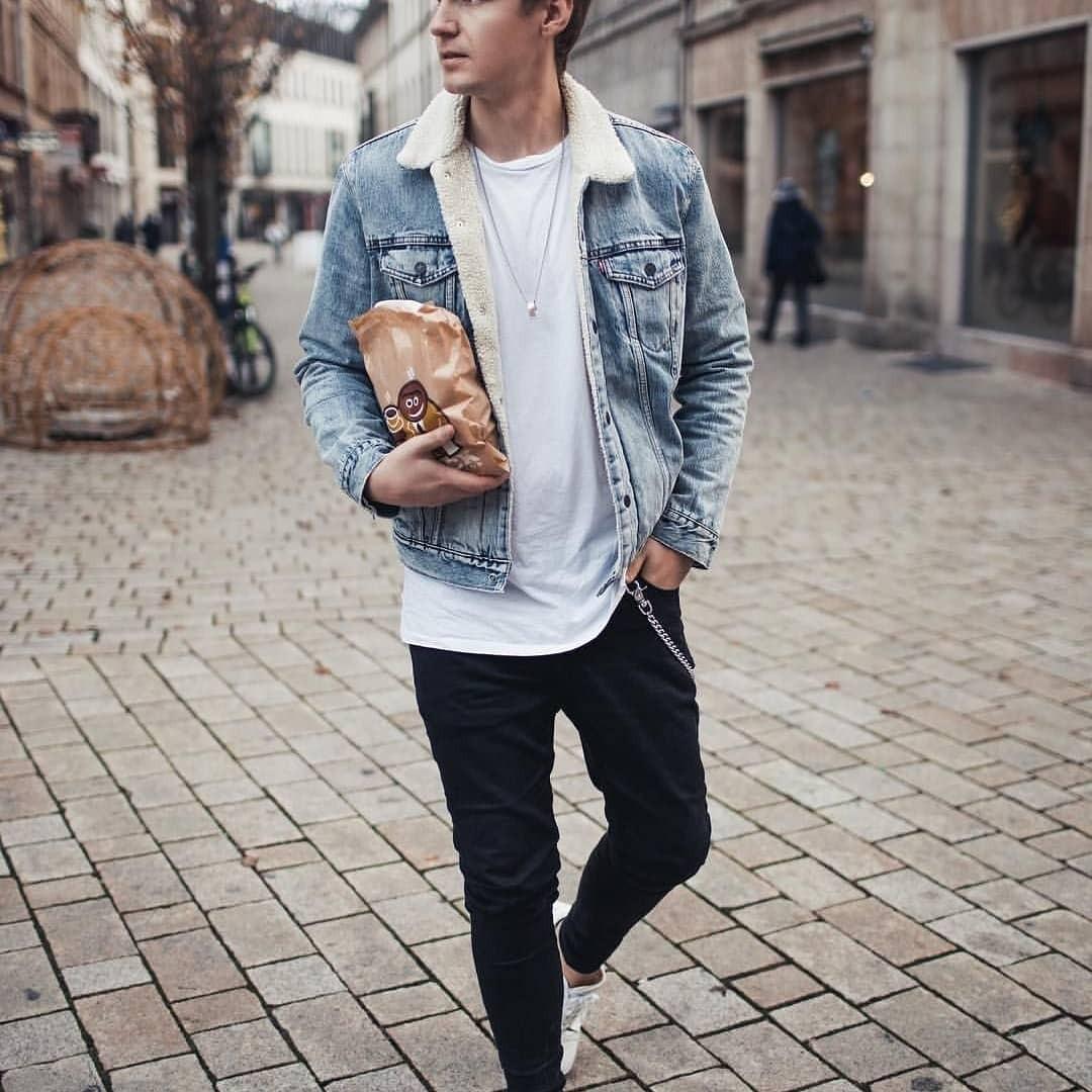 Sherpa denim jacket Men s Fashion Tops Sets Hoodies on Carousell