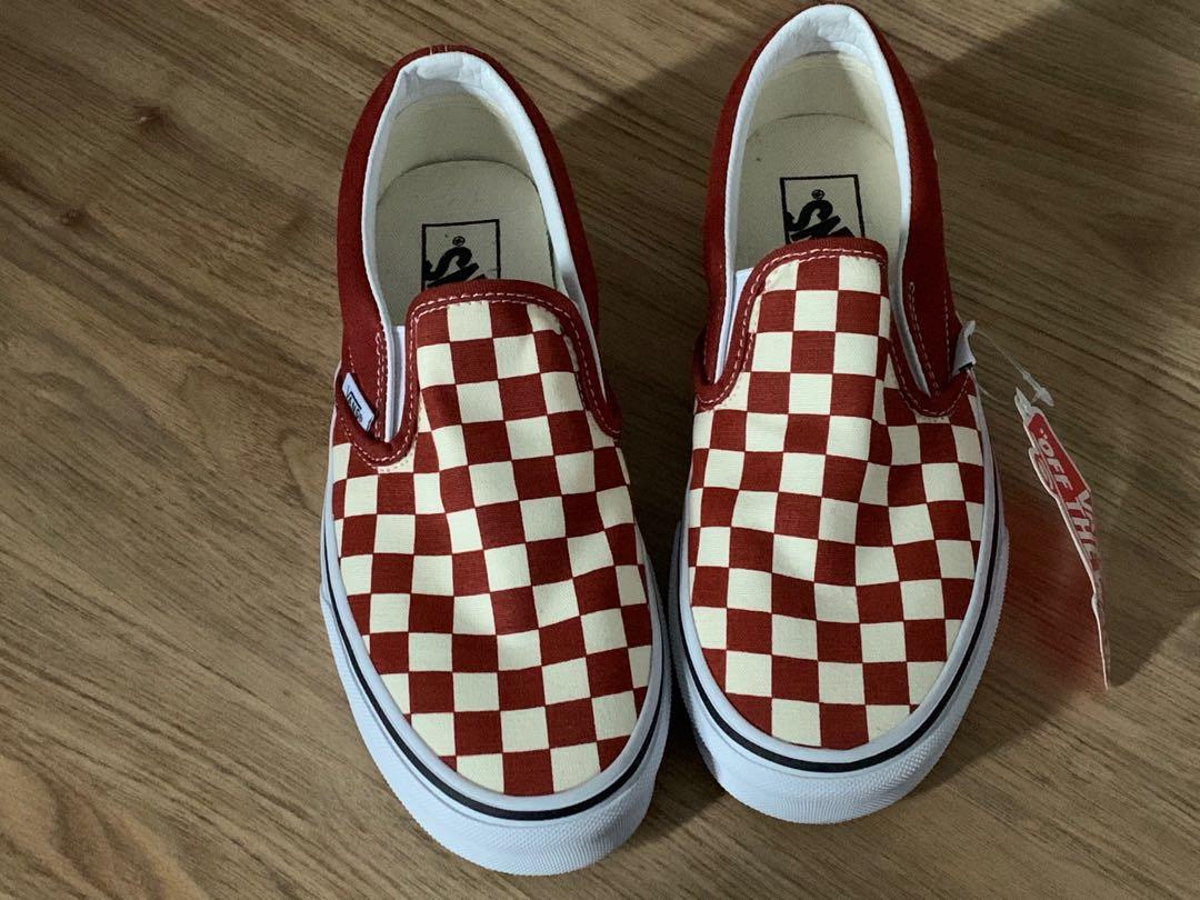 vans slip on checkerboard picante