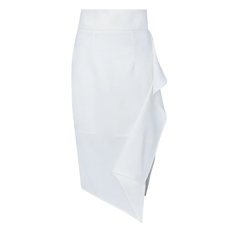 white pencil skirt with ruffle