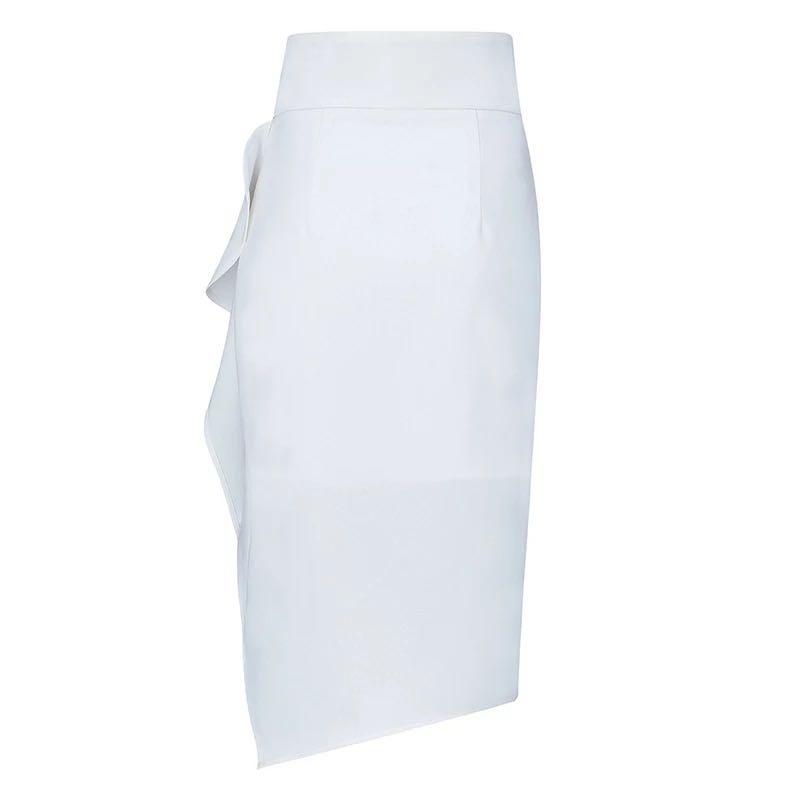White ruffle pencil skirt Clearance