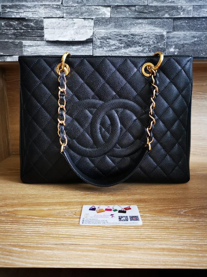 AUTHENTIC CHANEL BLACK CALFSKIN GS 2013 GOLD HARDWARE BOX CARD DUST BAG