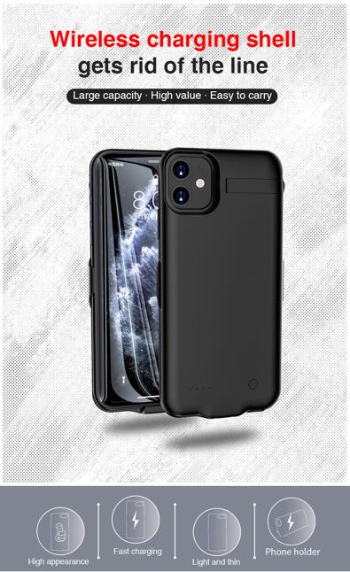 2in 1 充電寳+背電 For iPhone 11 Pro Max / Xs Max Battery Case + Power Bank 8200mAh - 附支架