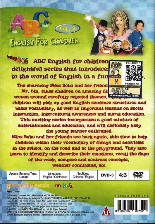 ABC English For Children Vol.2 DVD Cantonese and English Language ...