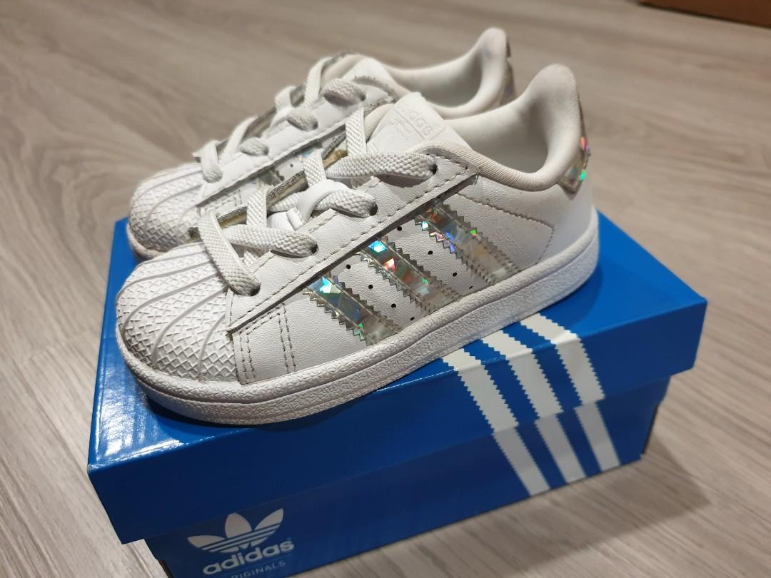 Adidas Originals White and Silver Iridescent Infants Superstar