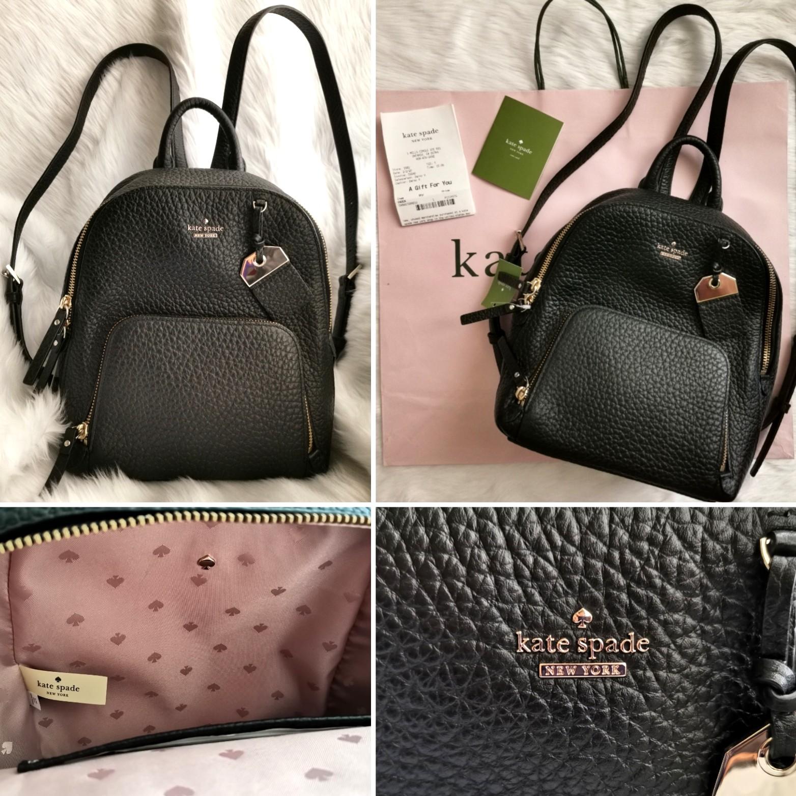 Authentic Kate Spade Backpack Small Caden Carter Leather Black FREE SHIPPING