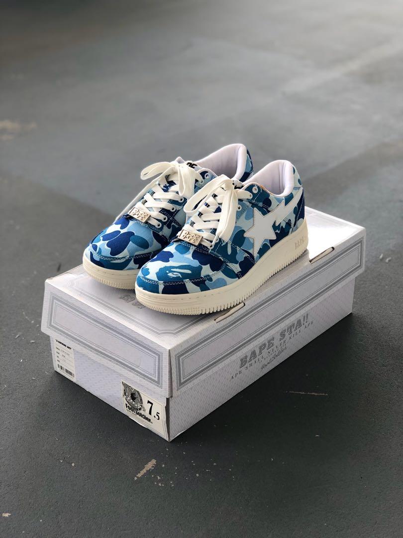 Bape Bapesta A Bathing Ape ABC Camo Blue US7.5, Men's Fashion ...