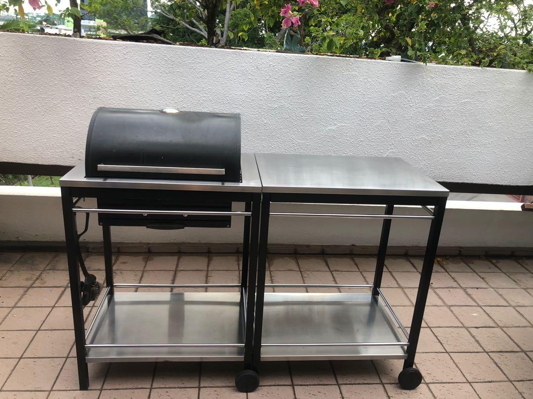 Bbq Charcoal Type With Side Table Stainless Steel Furniture Others On Carousell