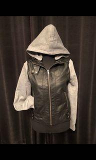 Black and grey leather jacket