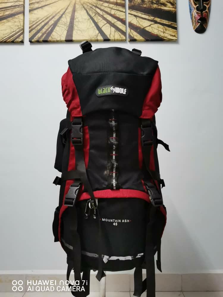 Black wolf hiking backpack on sale