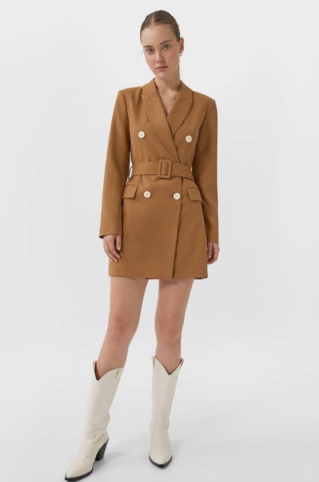 BNWT Stradivarius belted blazer dress (Category: Dresses) located in Makati City. Submitted by madclutter (Listing ID 1011951432, Image 2). Description: Brand new with tag! Really really pretty in actual! Has nice and thick fabric Selling so lowww Belt is detachable Sizes available: Medium, Large.