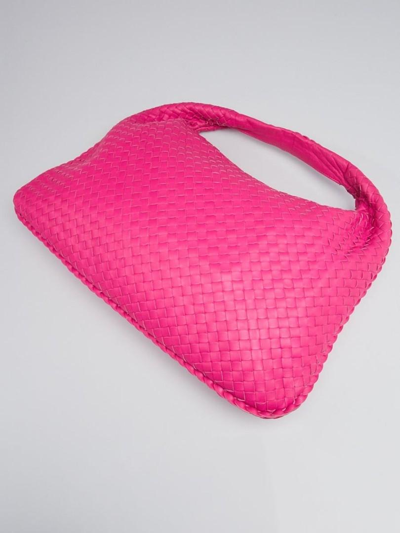 BOTTEGA VENETA Intrecciato Veneta Hobo Shoulder Bag Pink Woven Leather