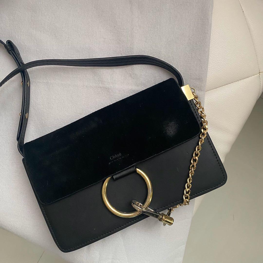 chloe faye small shoulder bag black, Women's Fashion, Bags & Wallets,  Cross-body Bags on Carousell