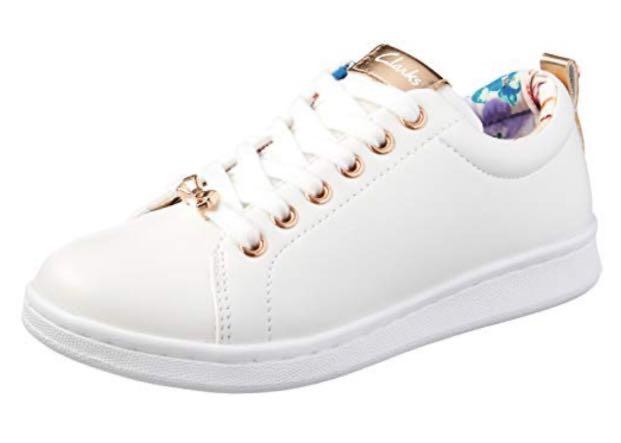 Clarks Duffy White/Rose Gold Sneakers 