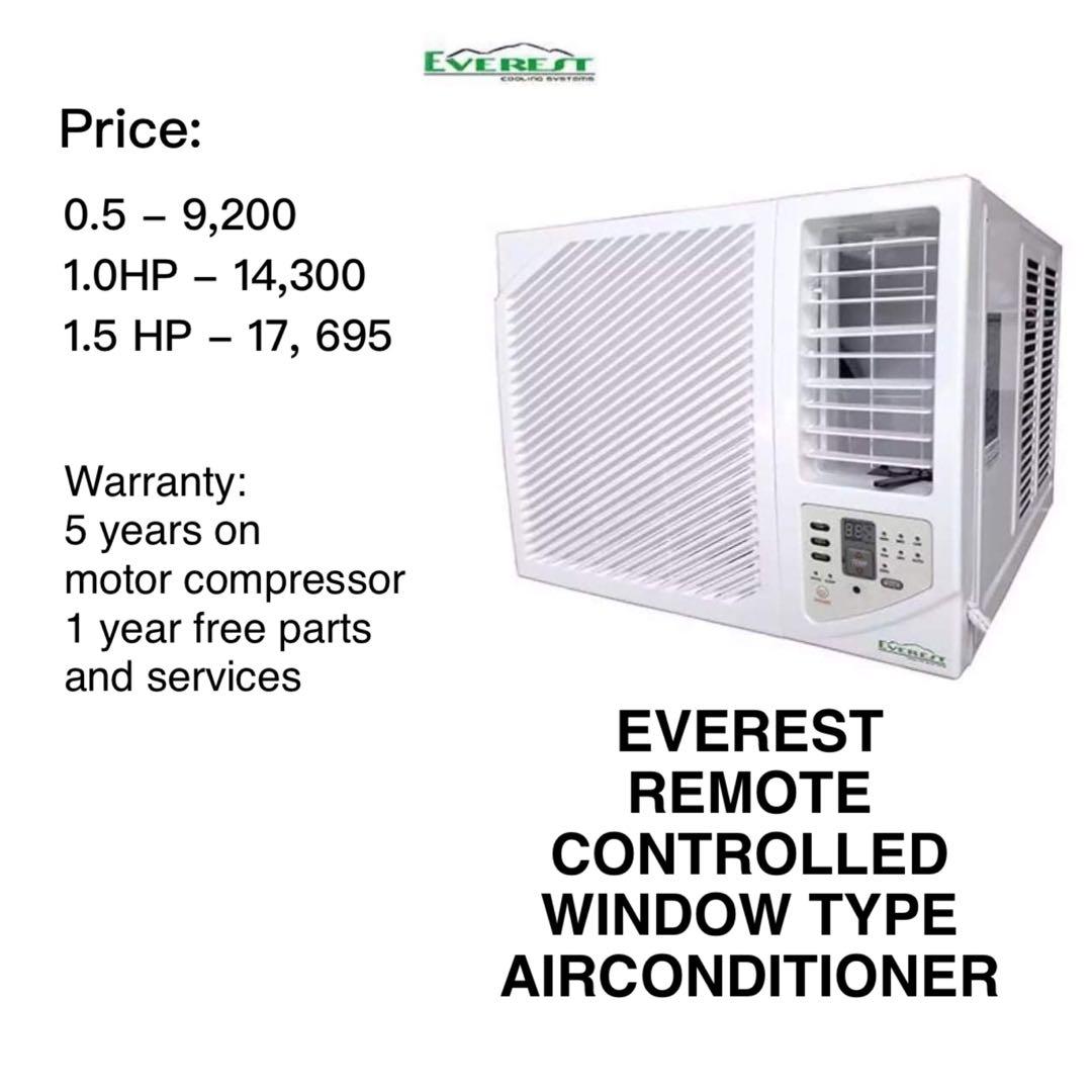 EVEREST REMOTE CONTROLLED WINDOW TYPE AIRCONDITIONER, TV & Home