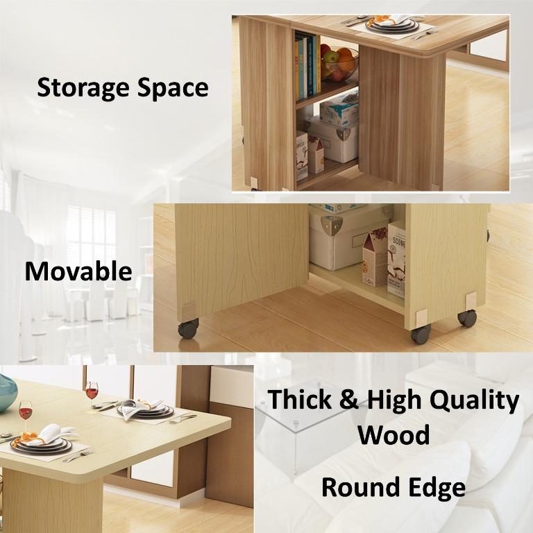Extendable Dinning Table / Foldable Dining Table (Category: Tables & Sets) located in Singapore. Submitted by rainshower_sink_furniture_sale (Listing ID 1011936480, Image 2). Description: NEW Foldable Dinning Table / Folding Table / Study Table **With Stoarge Space** Able to use as dining table, study desk and etc For full measurement check image 2 colour black and Walnut Available Instock ! 2 Size 120cm / 140cm **PROMO** 120cm $198 (Retail $380)