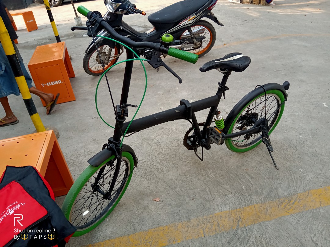 green folding bike