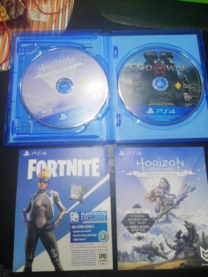 God Of War And Hzd Complete Ed With Unused Code Plus Neo Versa Bundle Fortnite Video Gaming Video Games Playstation On Carousell