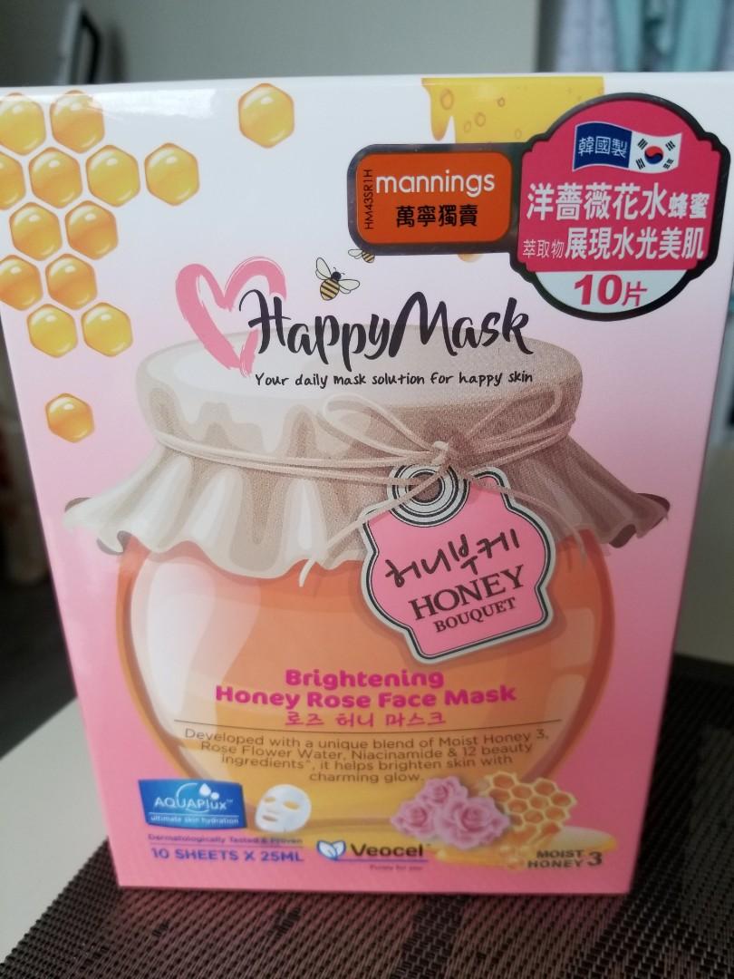 韓國happy Mask甜蜜花語洋薔薇蜂蜜亮白面膜 美容 化妝品 健康及美容 皮膚護理 面部 面部護理 Carousell