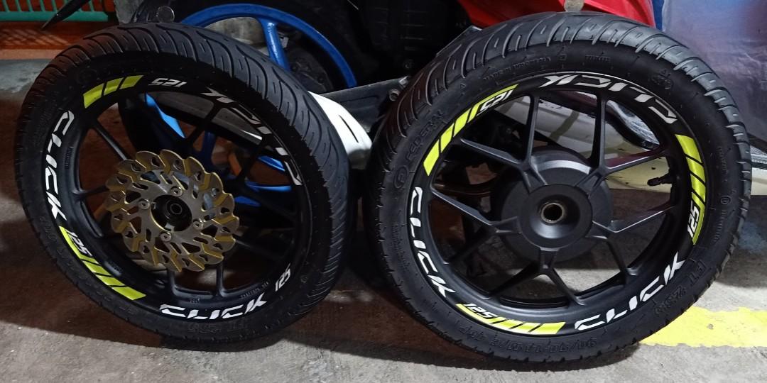 Honda Click Stock Mags And Tires With Disc Plate Motorbikes Motorbike Parts Accessories Tires Rims On Carousell